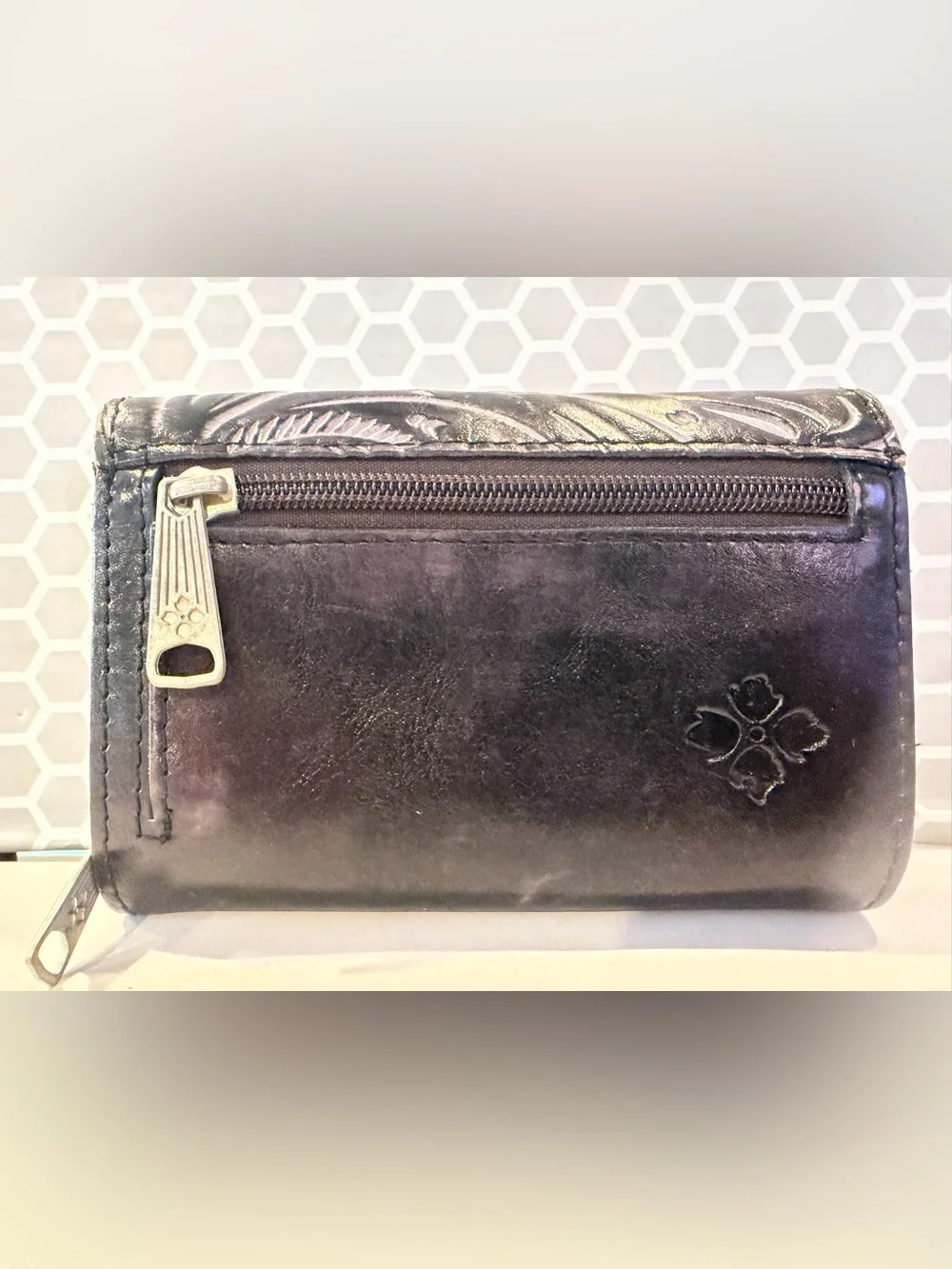Patricia Nash Leather Zip Wallet - Black